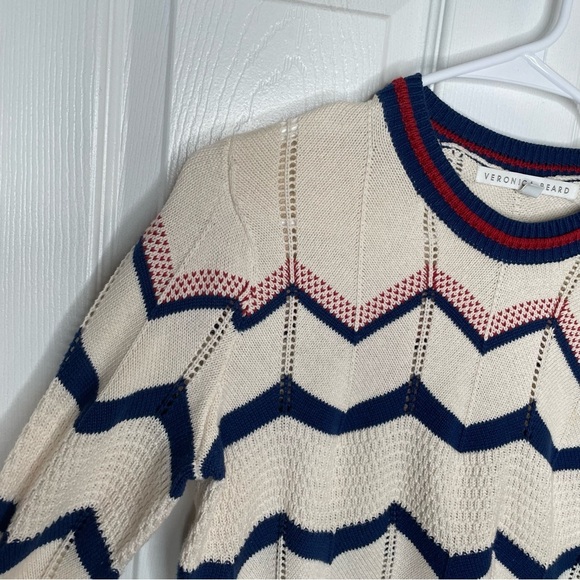 Veronica Beard Kindling Chevron Striped Pointelle Sweater (As Seen on TV) M - Picture 8 of 15